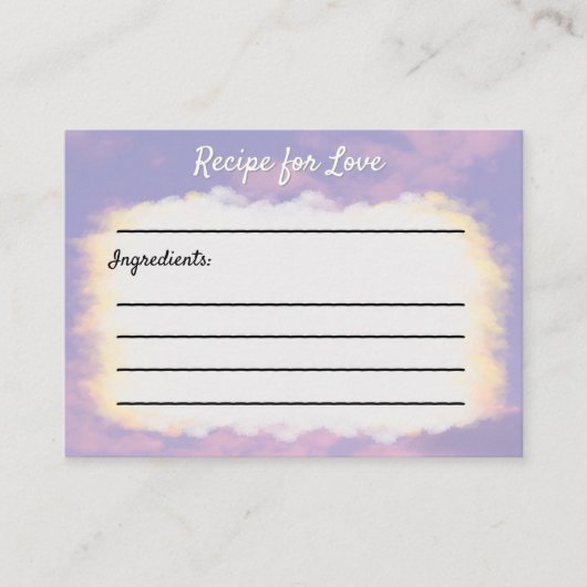 Dream Clouds Lover Recept Kaarten (Voorkant)