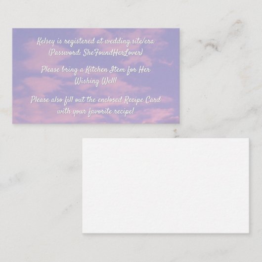 Dream Clouds Lover Vrijgezellenfeest Enclosure Kaa Informatiekaartje (Voorkant / Achterkant)