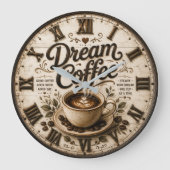 Dream Coffee Rustic Farmhouse Bar Kitchen Decor Grote Klok (Voorkant)