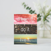 Dream dat het het Motivatie citaat van het Levende Briefkaart (Staand voorkant)