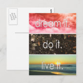 Dream dat het het Motivatie citaat van het Levende Briefkaart (Voorkant / Achterkant)