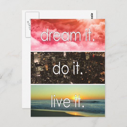 Dream dat het het Motivatie citaat van het Levende Briefkaart (Voorkant / Achterkant)