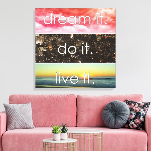 Dream dat het het Motivatie citaat van het Levende Canvas Afdruk (Insitu (Woonkamer))