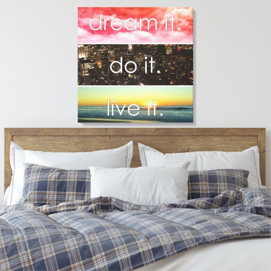 Dream dat het het Motivatie citaat van het Levende Canvas Afdruk (Insitu (Slaapkamer))