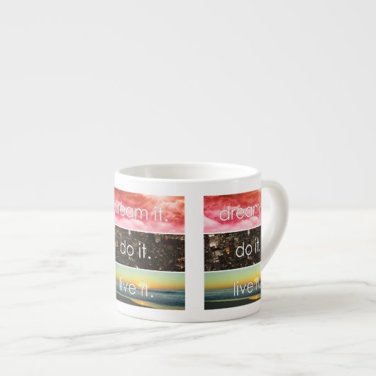 Dream dat het het Motivatie citaat van het Levende Espresso Kop (Voorkant rechts)