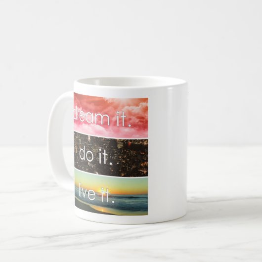 Dream dat het het Motivatie citaat van het Levende Koffiemok (Voorkant links)