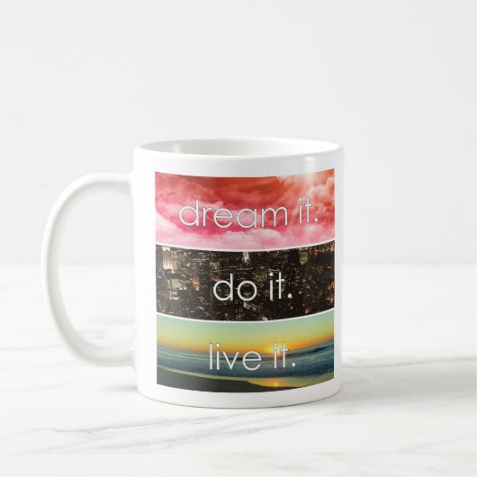 Dream dat het het Motivatie citaat van het Levende Koffiemok (Links)