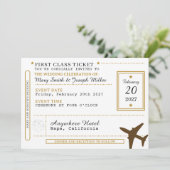 Dream Destination Wedding Zwart & Goud Ticket Kaart (Staand voorkant)