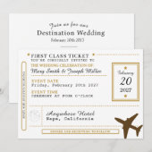 Dream Destination Wedding Zwart & Goud Ticket Kaart (Voorkant / Achterkant)