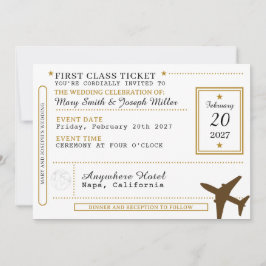 Dream Destination Wedding Zwart & Goud Ticket Kaart