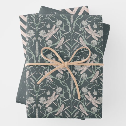 Dream Dragonfly Cornflower, Sterren, Chevron Inpakpapier Vel (In situ)