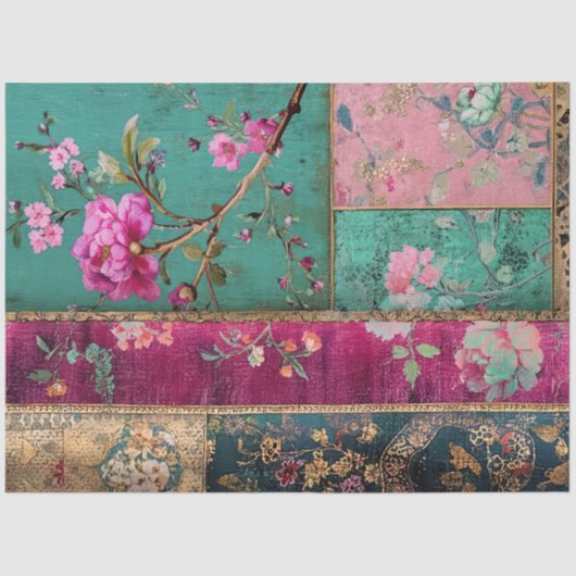 Dream Dynasty Chinoiserie Patchwork Collage Tissuepapier (Voorkant)