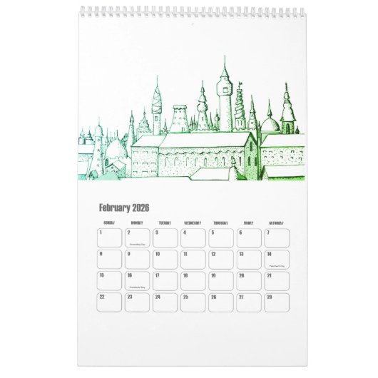 Dream en reizen rond de agenda 20XX Kalender (Feb 2026)