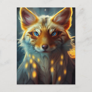 Dream Fantasy Blue Eyed Fox Vixen Portret Briefkaart