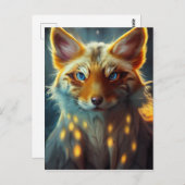 Dream Fantasy Blue Eyed Fox Vixen Portret Briefkaart (Voorkant / Achterkant)