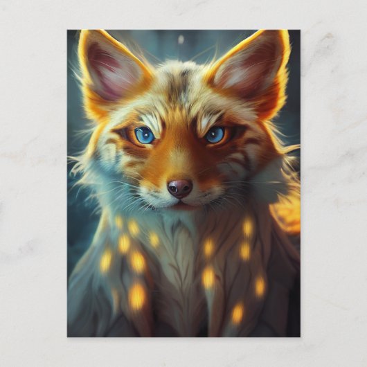 Dream Fantasy Blue Eyed Fox Vixen Portret Briefkaart (Voorkant)