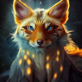 Dream Fantasy Blue Eyed Fox Vixen Portret Rechthoekige Sticker