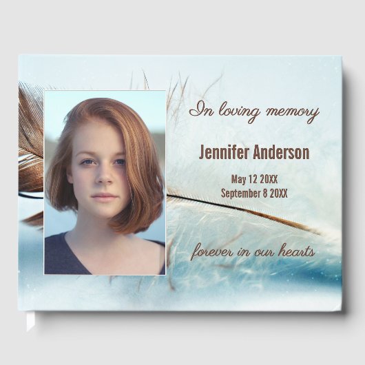 Dream Feather Funeral Memorial Photo Guest Book Gastenboek (Voorkant)