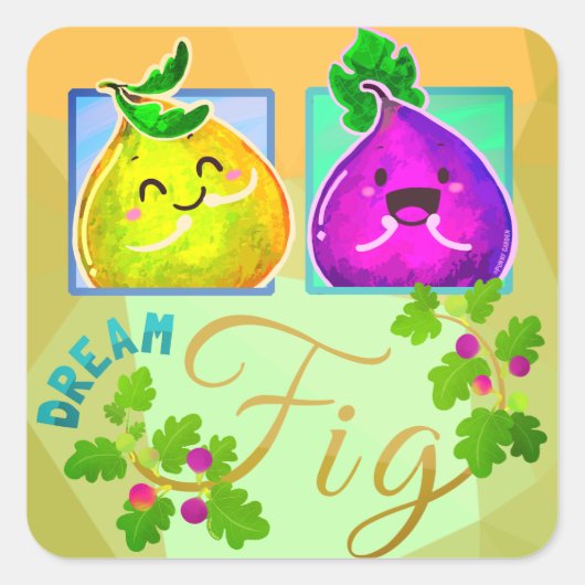 Dream Fig - Punny Garden Square Sticker (Voorkant)