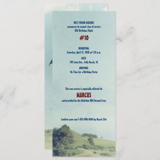 Dream Flight verjaardagsfeestje uitnodigen Kaart (Voorkant / Achterkant)