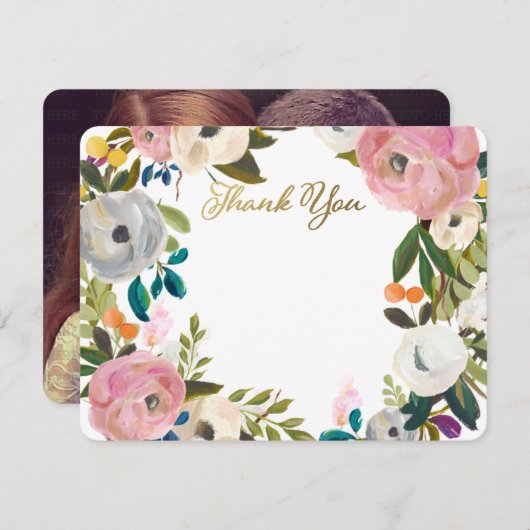 Dream Garden Floral Weddenschap Hartelijk dank Bedankkaart (Voorkant / Achterkant)