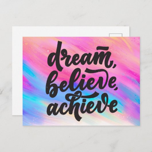 Dream, geloof, haal offertes af briefkaart (Voorkant / Achterkant)