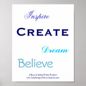 Dream, geloof, Inspire, Creëer, Poster (Voorkant)