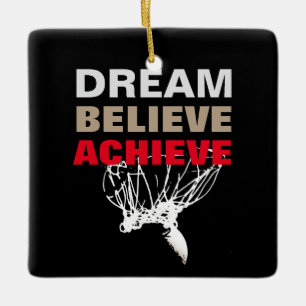 Dream gelooft bereiken Basketball Keramisch Ornament