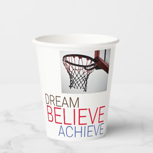Dream gelooft bereiken Basketball Papieren Bekers (Voorkant)