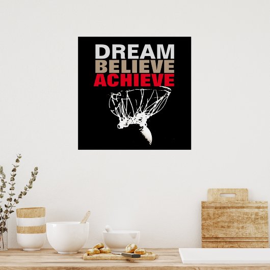 Dream gelooft dat Basketball Pop Art behalen Poster (Keuken)