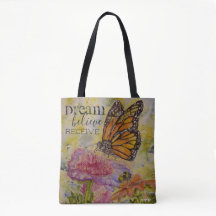 Dream gelooft dat Butterfly Art over Print Tas