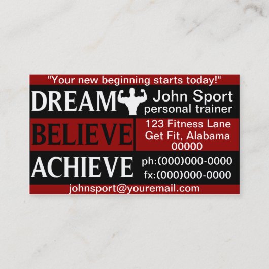 Dream gelooft dat je persoonlijke trainer kunt ber visitekaartje (Voorkant)