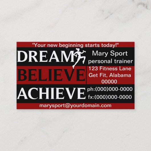 Dream gelooft dat je persoonlijke trainer kunt ber visitekaartje (Voorkant)