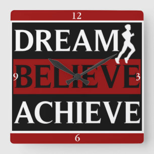 Dream gelooft dat Runner Wall Clock bereikt Vierkante Klok