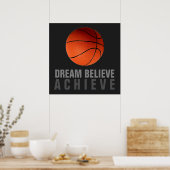 Dream gelooft u bereiken grijs Oranje Basketball Poster (Keuken)