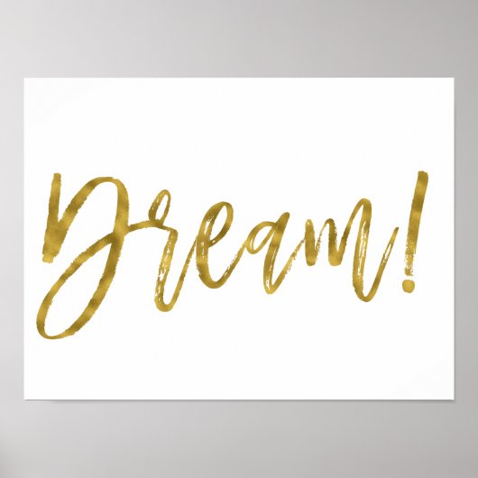 Dream Gold Foil en White Inspirerend Word Poster (Voorkant)