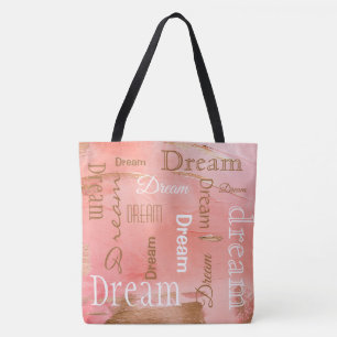 Dream Gold Roos Blush Typography Script Waterverf Tote Bag