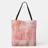 Dream Gold Roos Blush Typography Script Waterverf Tote Bag (Achterkant)