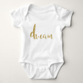 "Dream" Gold Typography Baby Girl Stylish Chic Romper (Voorkant)