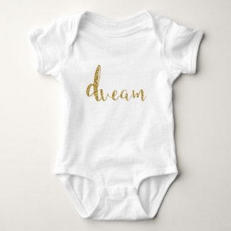 "Dream" Gold Typography Baby Girl Stylish Chic Romper