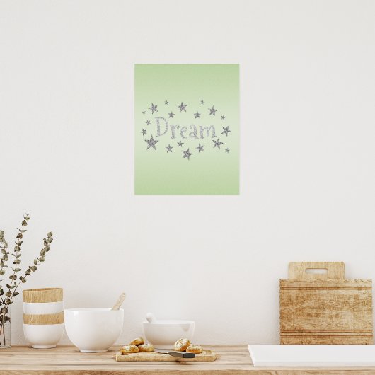 Dream Green met Silver Glitter Poster (Keuken)