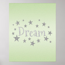 Dream Green met Silver Glitter Poster