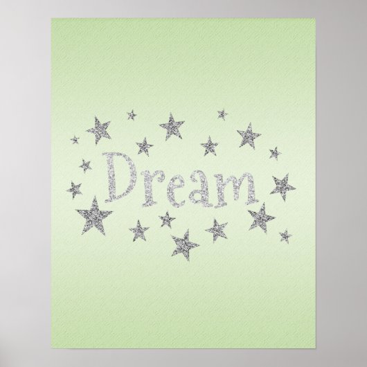Dream Green met Silver Glitter Poster (Voorkant)