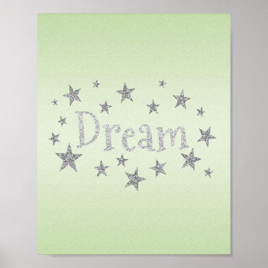 Dream Green met Silver Glitter Poster (Voorkant)