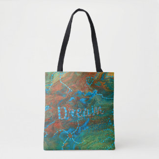Dream green oranje fluc art abstract tote bag