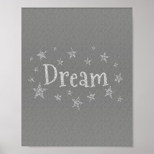 Dream Grey met Silver Glitter Poster (Voorkant)