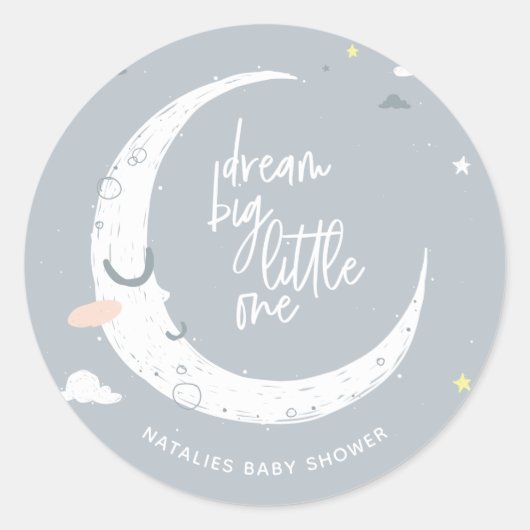 Dream groot klein baby shower feest ronde sticker (Voorkant)