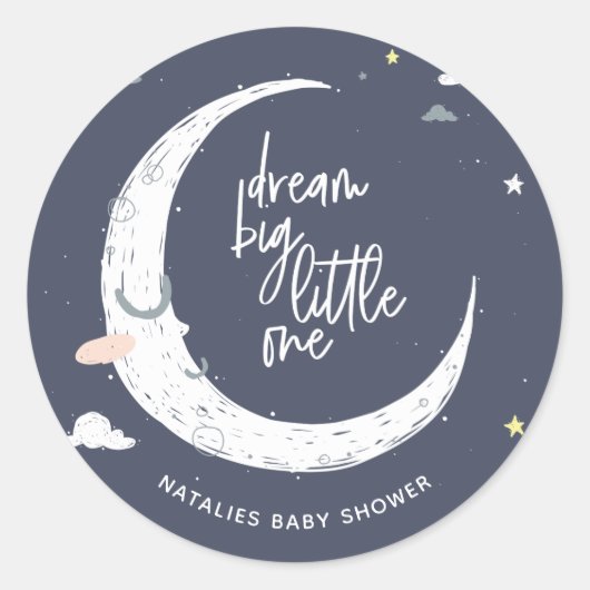 Dream groot klein baby shower feest ronde sticker (Voorkant)