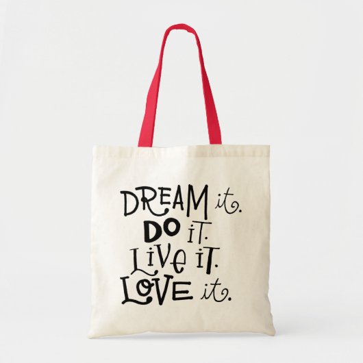 Dream het doet het leven Het houdt van het Canvas Tote Bag (Voorkant)