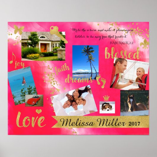 Dream het Live it Vision Board Poster Gold Confett (Voorkant)